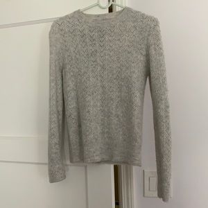 Sparkly silver grey pointelle sweater MNG